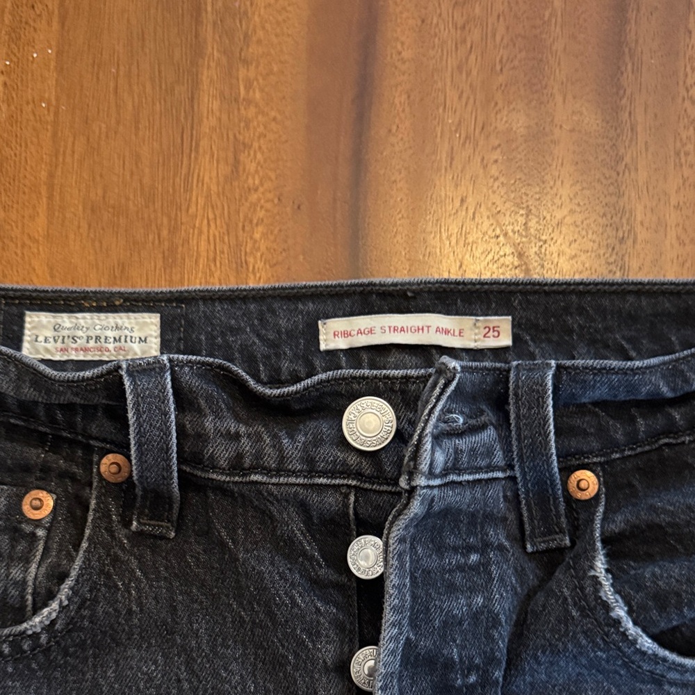 Levi's Premium Ribcage Dark Gray Denim Jeans 25 x27